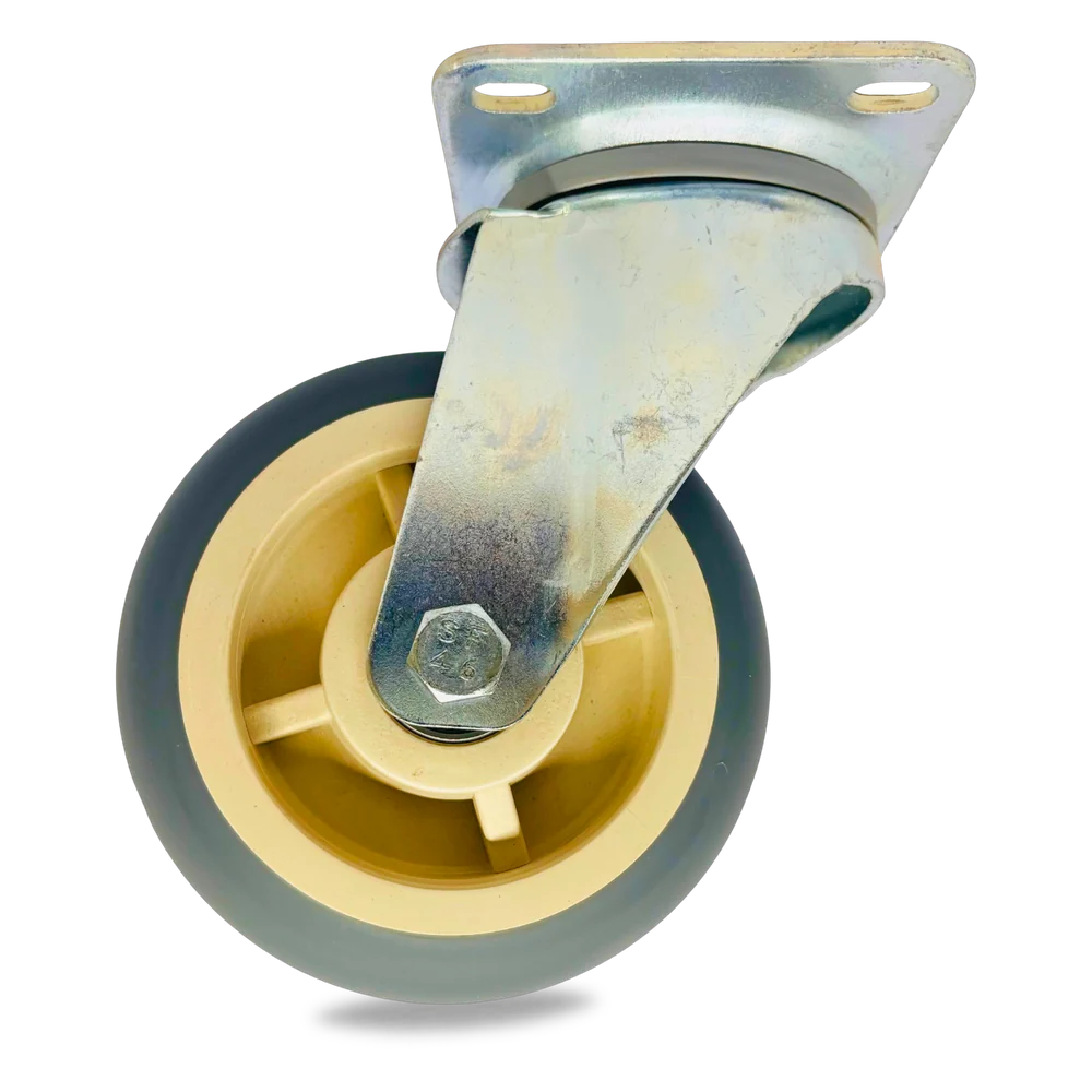 TPR castor wheel swivel with pressed steel bracket, 300Kgs